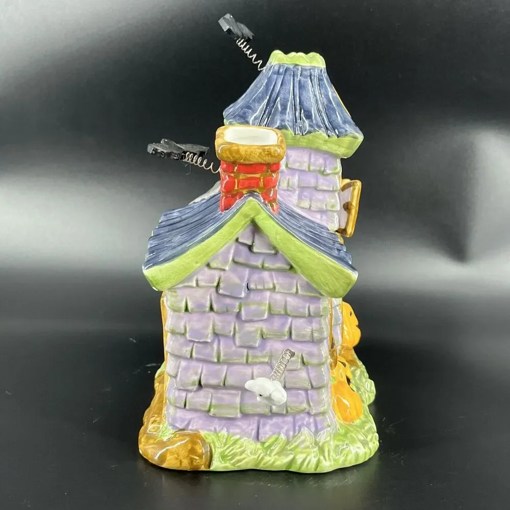 Vintage Ceramic Haunted House Candle Holder Ghost Bat Jack-O-Lanterns Halloween - Picture 9 of 13